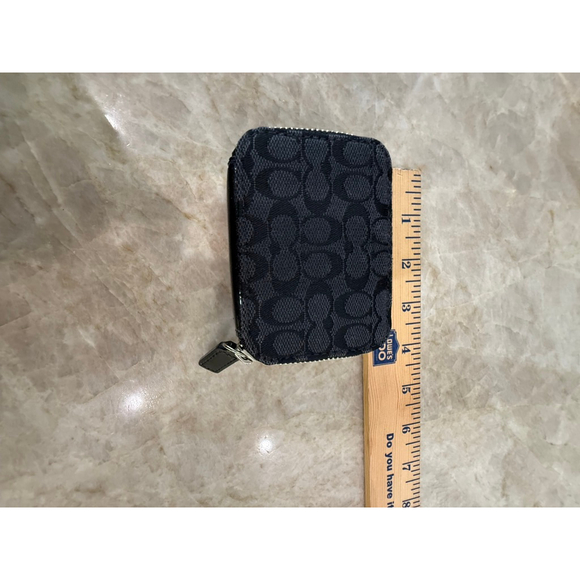 Coach Black Signature zip around toiletry box, contacts case,medication . Patent - Picture 6 of 7